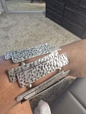 Hammered Silver Multi-Panel Cuff Bracelet